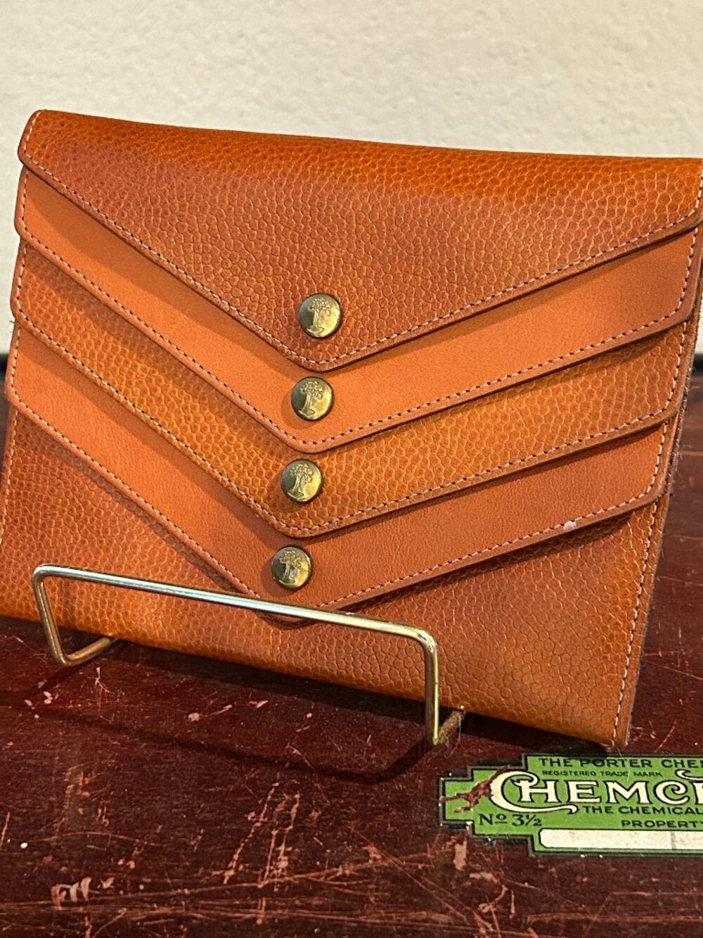 Levenger Brown Leather Multi-Pocket Clutch Wallet